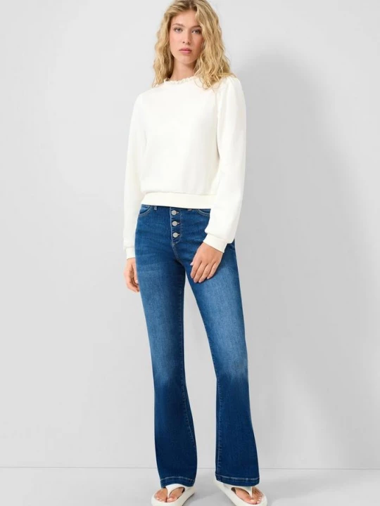 Foto van product Reena jeans / slim fit / hoog model / wijduitlopende pijpen QS blauw