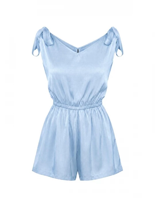 Foto van product REGINA FASHION Jumpsuit 'Tie-Shoulder V-Neck Playsuit (Soft Sheen)' lichtblauw