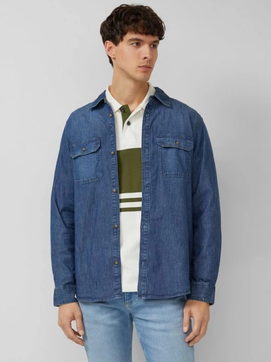 Foto van product Regular fit: denim overhemd van puur katoen s.Oliver blauw