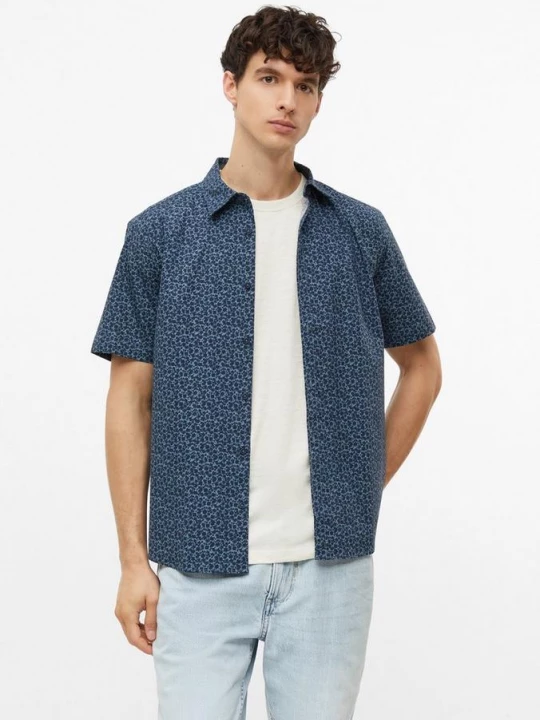 Foto van product Regular Fit: elastisch shirt met korte mouwen en all-over print s.Oliver blauw