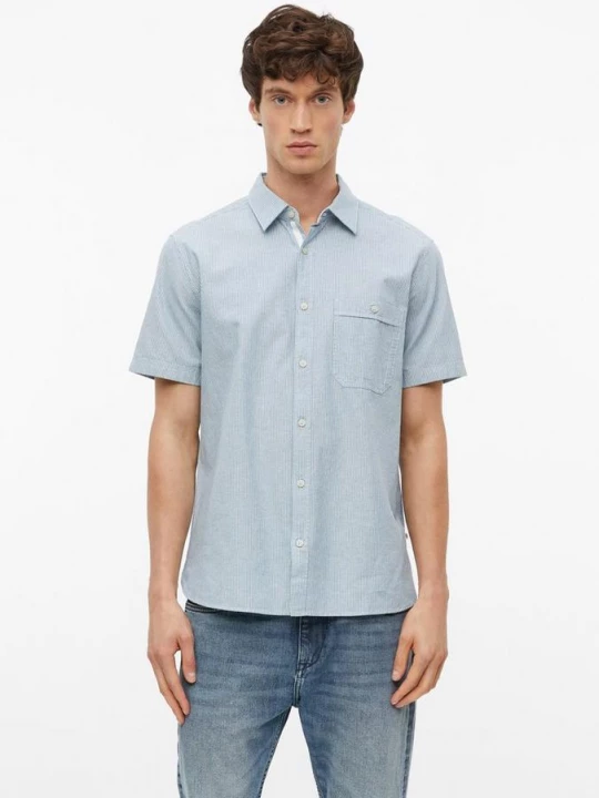 Foto van product Regular fit: fijn gestructureerd shirt met korte mouwen s.Oliver blauw