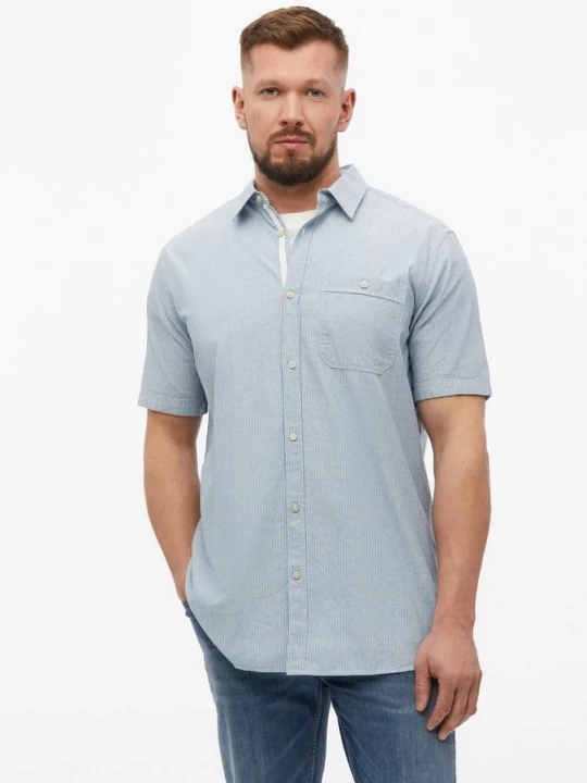 Foto van product Regular fit: fijn gestructureerd shirt met korte mouwen s.Oliver blauw