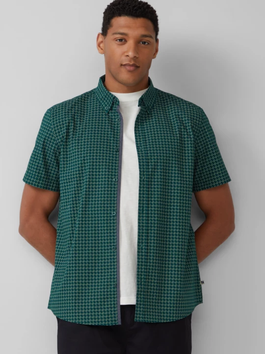 Foto van product Regular fit: gedessineerd katoenen overhemd met korte mouwen en button-down kraag s.Oliver