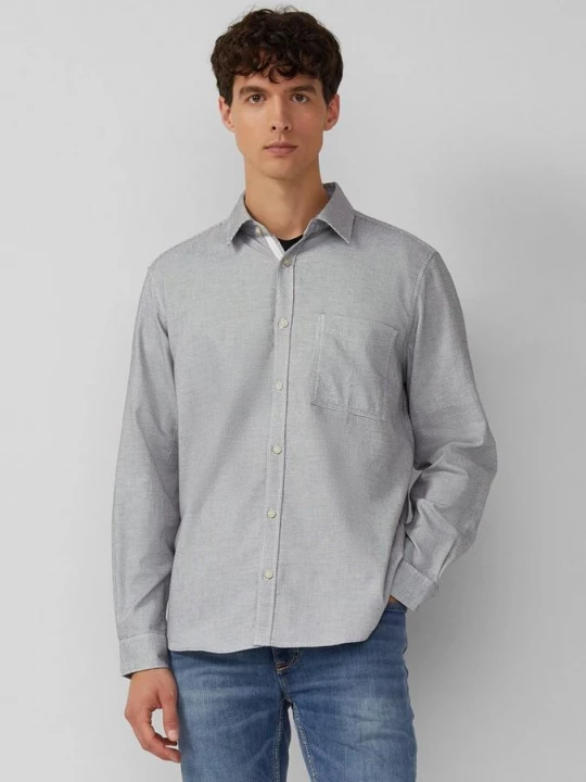 Foto van product Regular fit: gedessineerd overhemd met lange mouwen en borstzak s.Oliver blauw