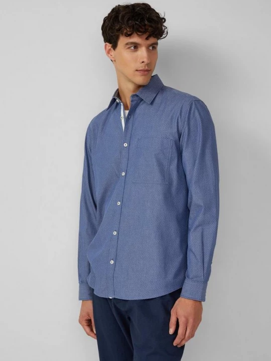 Foto van product Regular fit: gedessineerd overhemd met lange mouwen en borstzak s.Oliver blauw