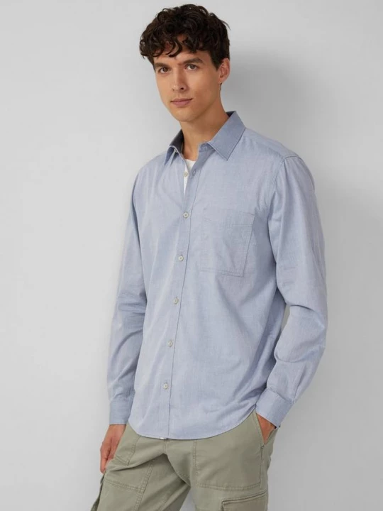 Foto van product Regular fit: gedessineerd overhemd met lange mouwen en borstzak s.Oliver blauw