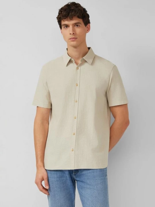 Foto van product Regular fit: Gestructureerd shirt met korte mouwen van katoen s.Oliver beżowy