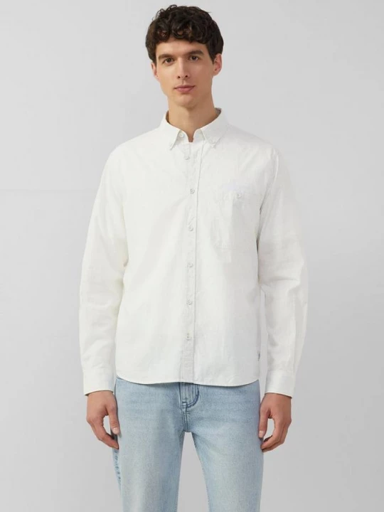 Foto van product Regular fit: gevlekt katoenen overhemd met button-down kraag s.Oliver wit