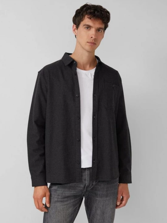 Foto van product Regular fit: katoenen overhemd in een wol gemêleerde look s.Oliver grijs