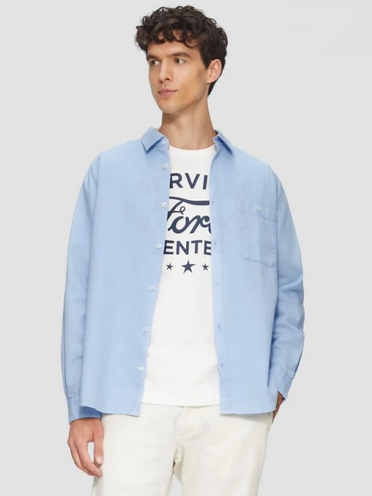 Foto van product Regular fit: katoenen overhemd met structuur en borstzak s.Oliver blauw