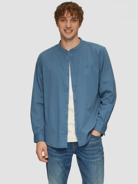 Foto van product Regular fit: kleding gewassen overhemd met borduursel QS blauw
