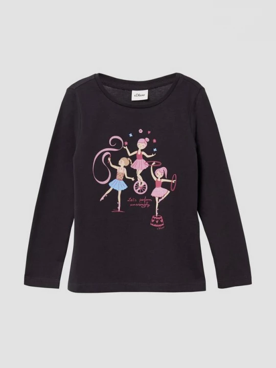 Foto van product Regular fit lange mouw met glitterprint s.Oliver grijs