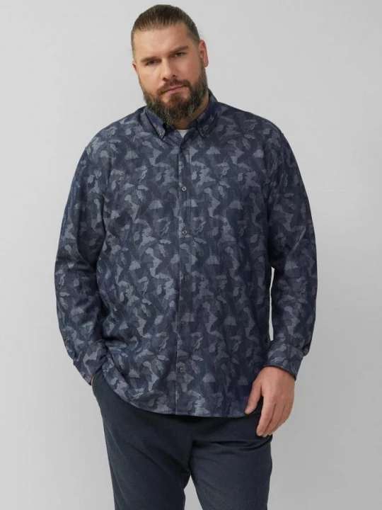 Foto van product Regular fit: licht jacquard overhemd met buttondownkraag s.Oliver blauw