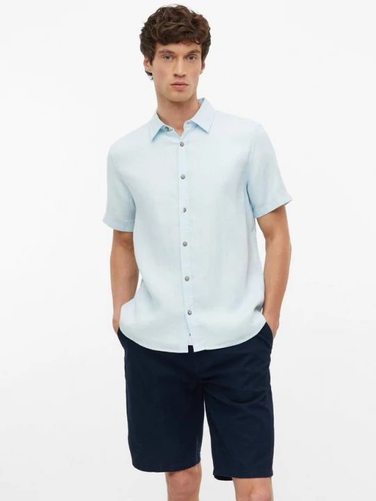 Foto van product Regular fit: Lichtgewicht linnen overhemd met Kent-kraag s.Oliver blauw
