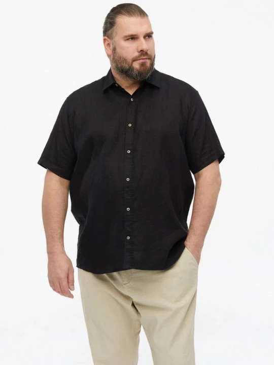 Foto van product Regular fit: Lichtgewicht linnen overhemd met Kent-kraag s.Oliver zwart