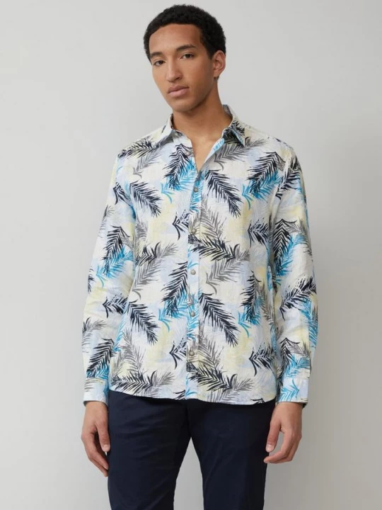 Foto van product Regular fit: linnen overhemd met print all-over s.Oliver blauw