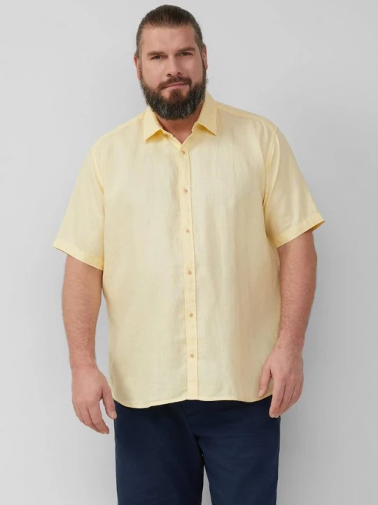 Foto van product Regular fit: luchtig overhemd met korte mouwen van 100% linnen s.Oliver geel