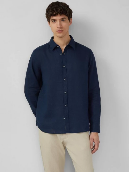 Foto van product Regular fit: overhemd van puur linnen s.Oliver blauw