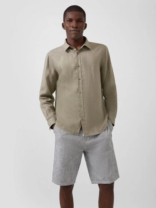 Foto van product Regular fit: overhemd van puur linnen s.Oliver olijfgroen