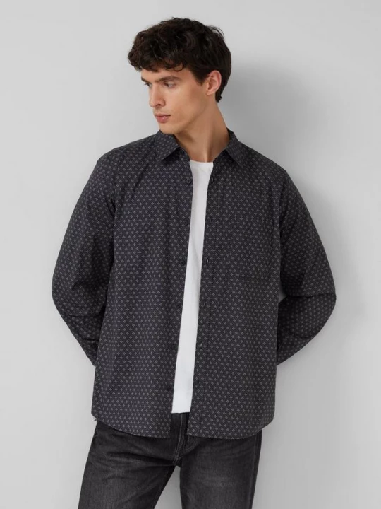 Foto van product Regular fit: shirt met all-over print en borstzakje s.Oliver zwart