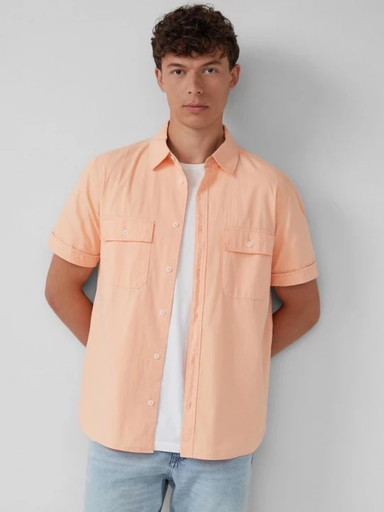 Foto van product Regular fit: shirt met korte mouwen, gestructureerde strepen en Kent-kraag s.Oliver