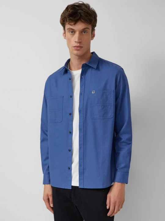 Foto van product Regular fit: twill overhemd met Kent kraag en borstzakken s.Oliver blauw