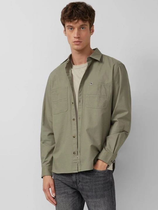 Foto van product Regular fit: twill overhemd met Kent kraag en borstzakken s.Oliver olijfgroen