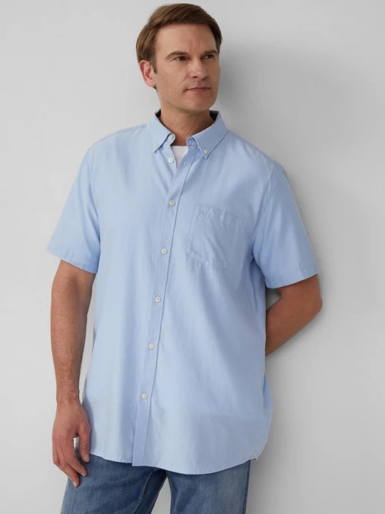 Foto van product Regular fit: twill overhemd met korte mouwen en button-down kraag s.Oliver blauw