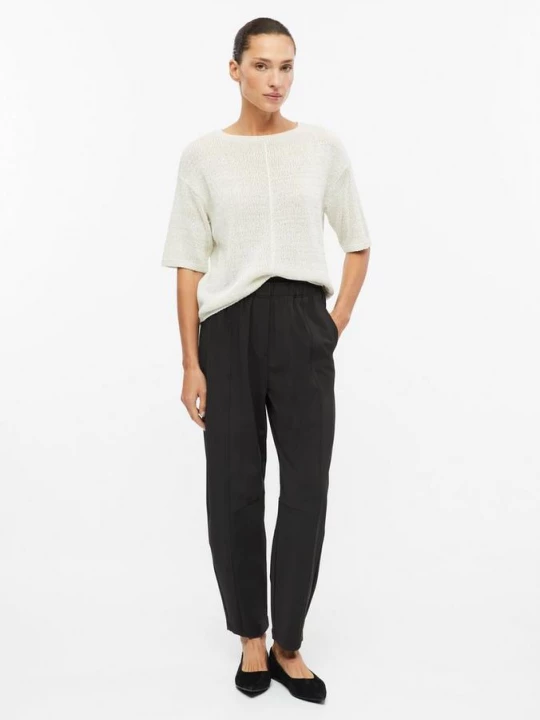 Foto van product Rekbare broek met wijd uitlopende pijpen en elastische tailleband s.Oliver zwart