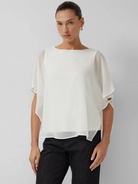 Foto van product Relaxed chiffon shirt met jersey bovenkant s.Oliver crème