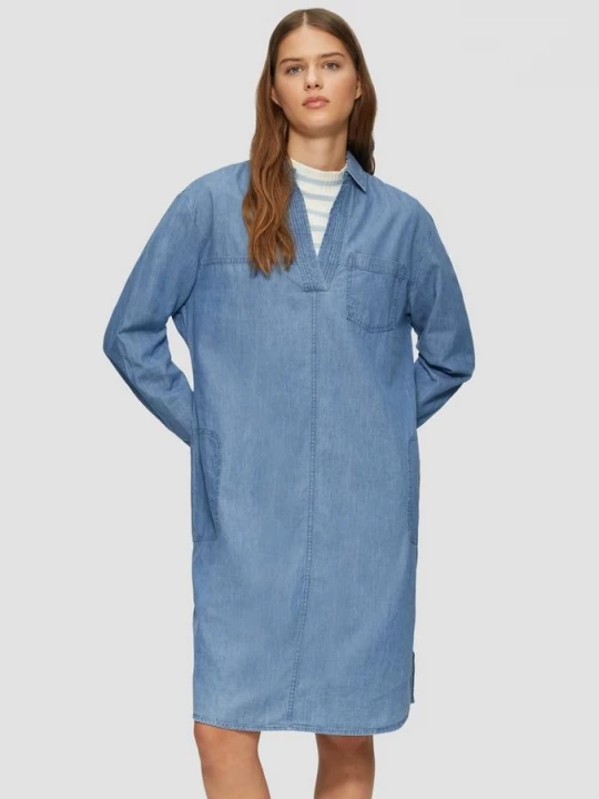 Foto van product Relaxed denim jurkje met kraag en opgestikte zakken s.Oliver blauw