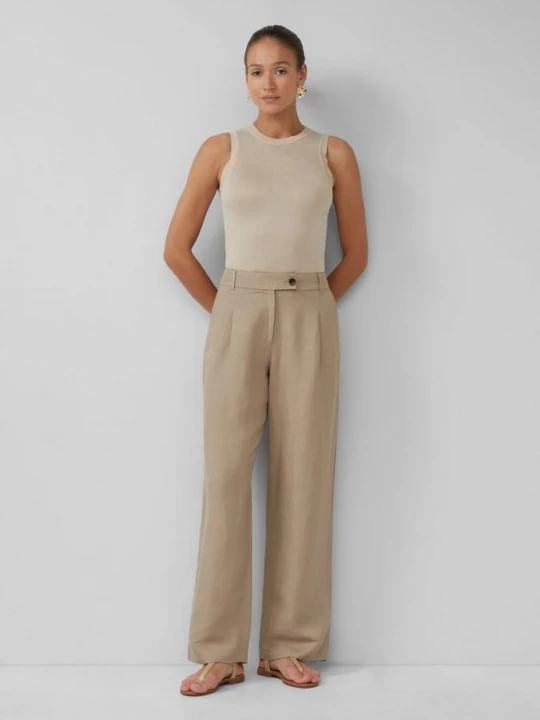 Foto van product Relaxed fit broek van een linnenmix met extra wijde pijpen s.Oliver bruin