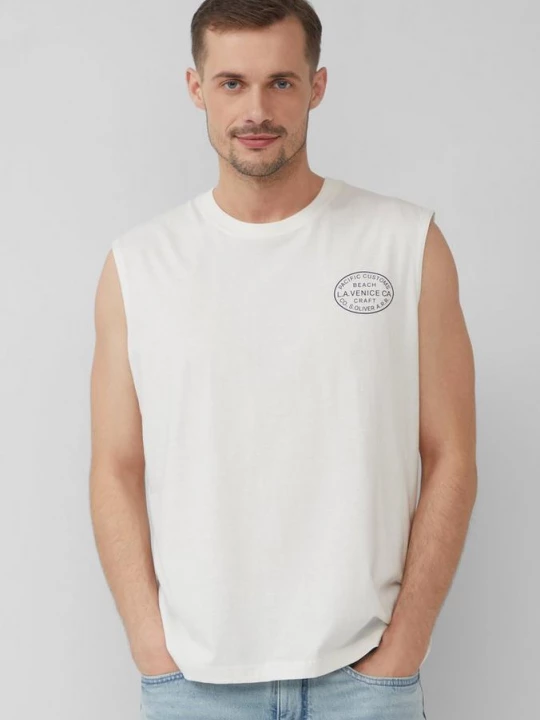 Foto van product Relaxed fit jersey tanktop met print s.Oliver wit