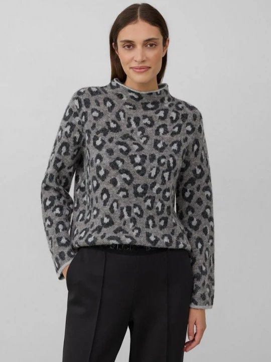 Foto van product Relaxed-fit trui met leoprint en wijde mouwen s.Oliver grijs