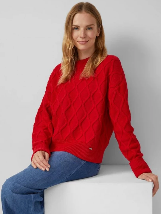 Foto van product Relaxed model trui met kabelpatroon s.Oliver rood
