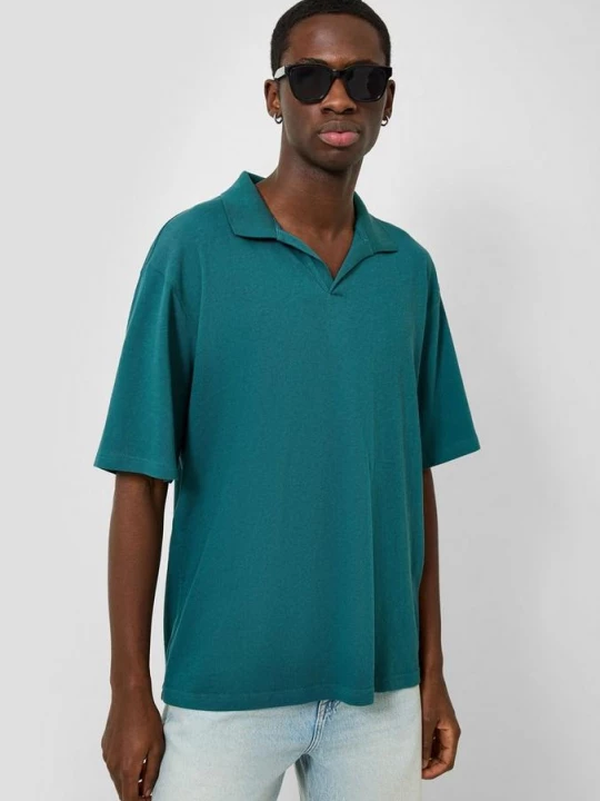 Foto van product Relaxed poloshirt met linnen QS petrol