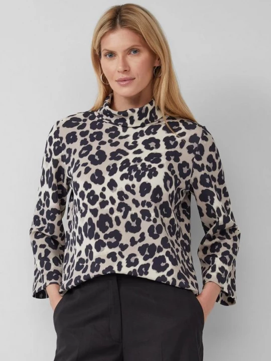 Foto van product Relaxed scuba sweatshirt met leoprint s.Oliver grijs