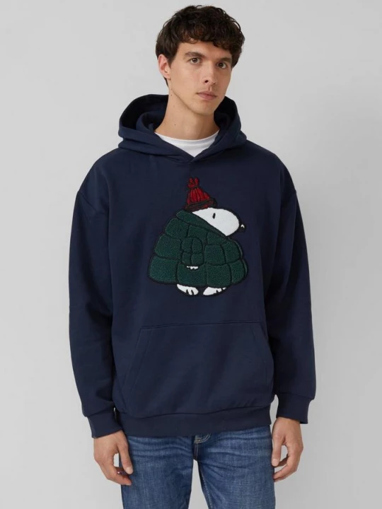 Foto van product Relaxed sweatshirt met capuchon en Peanuts®-illustraties s.Oliver blauw