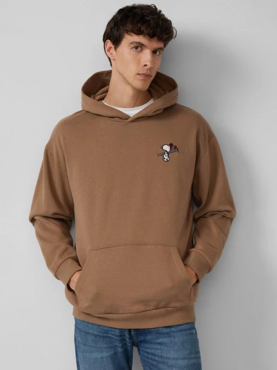Foto van product Relaxed sweatshirt met capuchon en Peanuts®-illustraties s.Oliver bruin