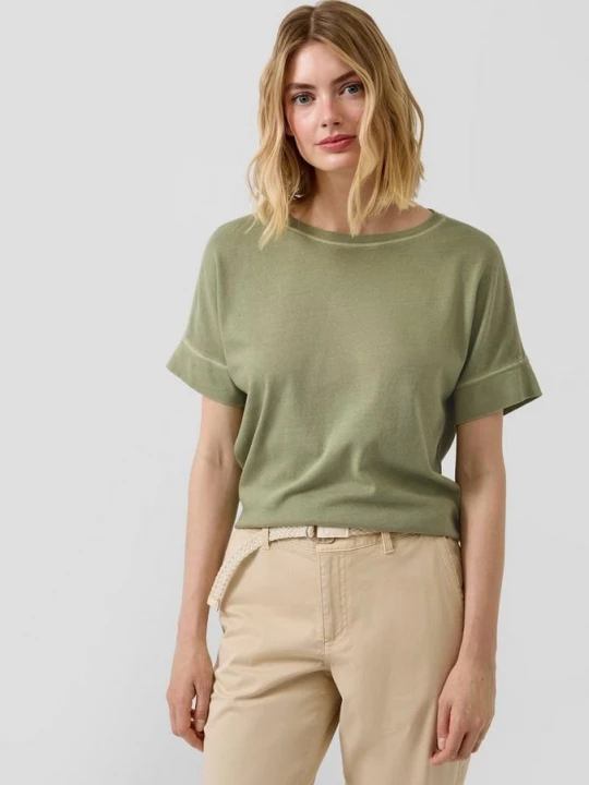 Foto van product Relaxed T-shirt met kledingstukverf en open zoom s.Oliver olijfgroen