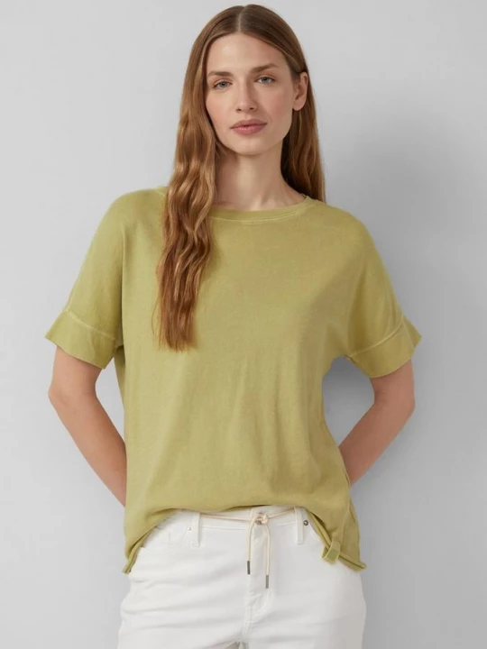 Foto van product Relaxed T-shirt met kledingstukverf en open zoom s.Oliver olijfgroen
