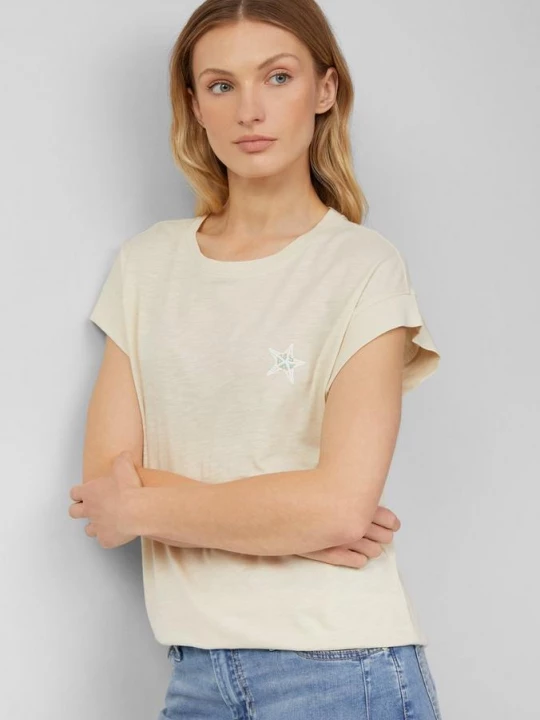 Foto van product Relaxed T-shirt met klein kunstwerk s.Oliver crème