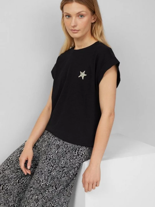 Foto van product Relaxed T-shirt met klein kunstwerk s.Oliver zwart