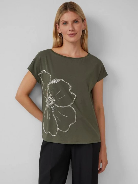 Foto van product Relaxed T-shirt met paillettenapplicatie s.Oliver olijfgroen