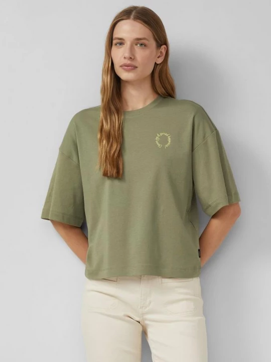 Foto van product Relaxed T-shirt met print op voor- en achterkant s.Oliver olijfgroen