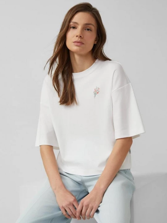 Foto van product Relaxed T-shirt met print op voor- en achterkant s.Oliver wit