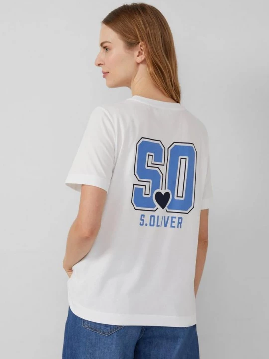 Foto van product Relaxed T-shirt met print op voor- en achterkant s.Oliver wit