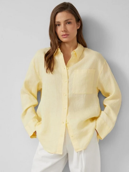 Foto van product Relaxed vallende linnen blouse s.Oliver geel