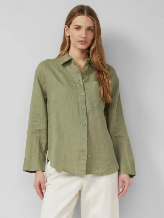 Foto van product Relaxed vallende linnen blouse s.Oliver olijfgroen