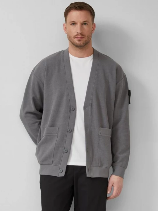 Foto van product Relaxed vest van getextureerde sweatstof s.Oliver grijs